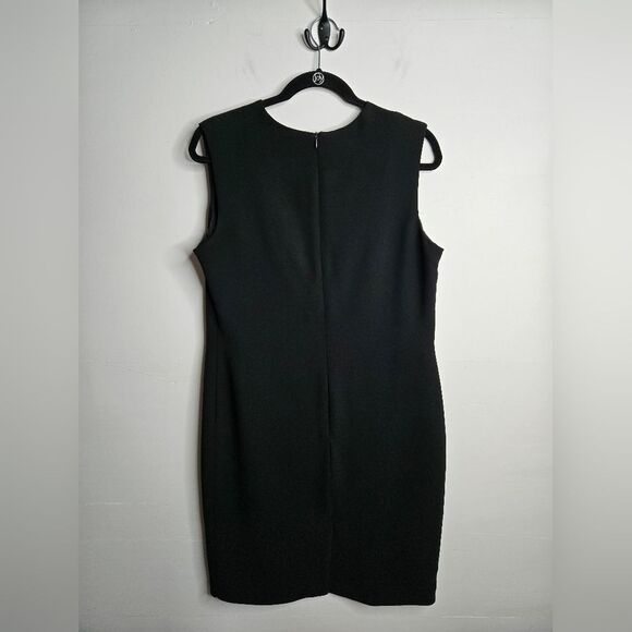 Vintage SC Basics Little Black Dress Notch Neck Sheath Dress Work Office Size L - Picture 2 of 8